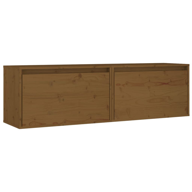 Wandkasten 2 st 60x30x35 cm massief grenenhout honingbruin MeubelReus