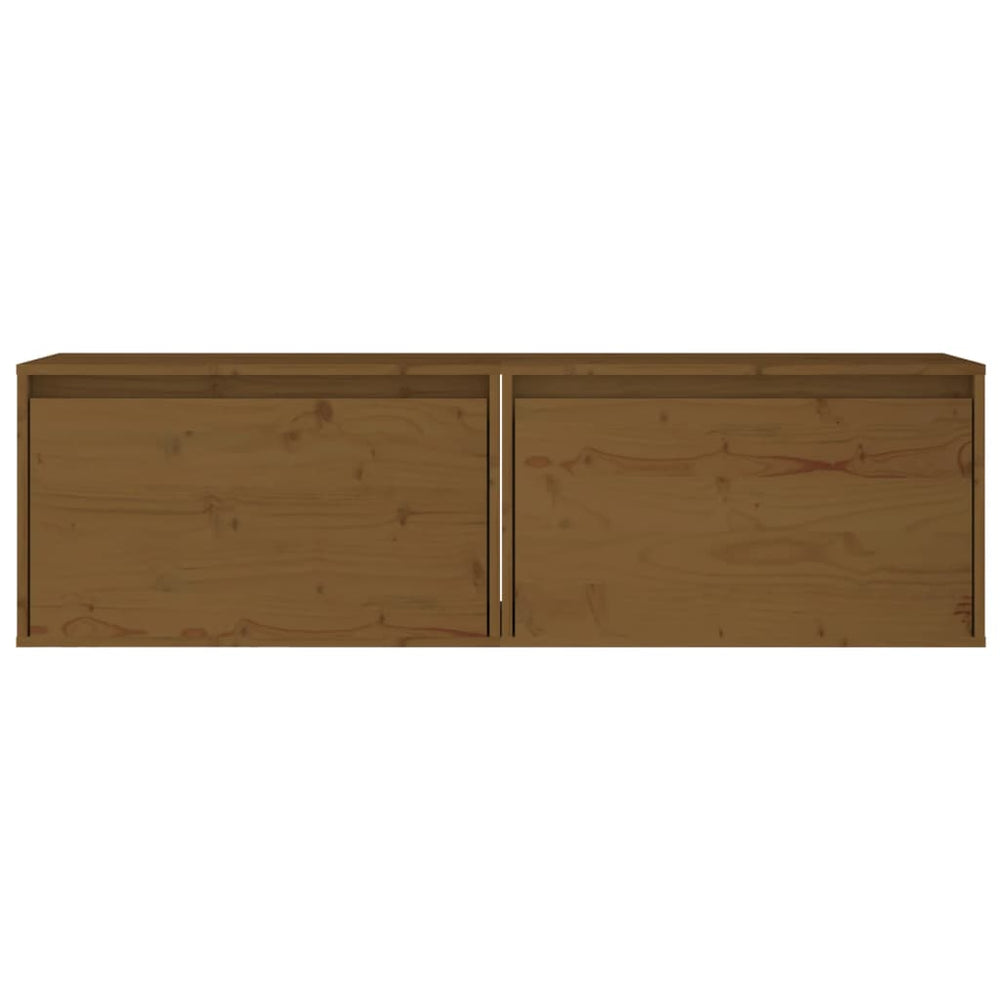 Wandkasten 2 st 60x30x35 cm massief grenenhout honingbruin MeubelReus