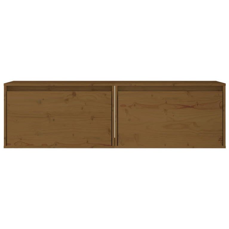 Wandkasten 2 st 60x30x35 cm massief grenenhout honingbruin MeubelReus