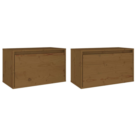 Wandkasten 2 st 60x30x35 cm massief grenenhout honingbruin MeubelReus