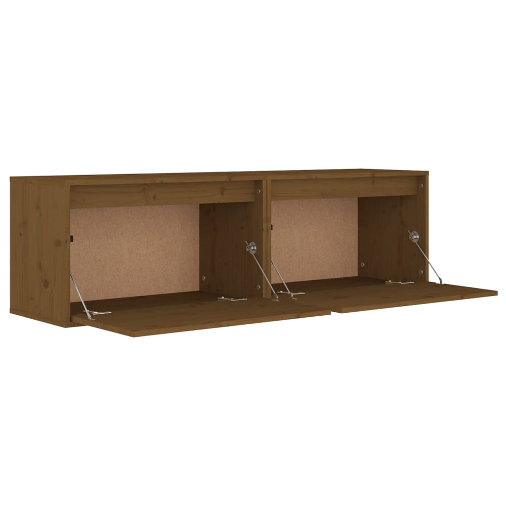 Wandkasten 2 st 60x30x35 cm massief grenenhout honingbruin MeubelReus