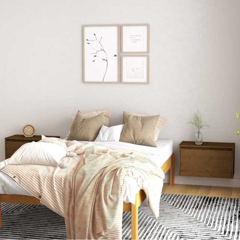 Wandkasten 2 st 60x30x35 cm massief grenenhout honingbruin MeubelReus