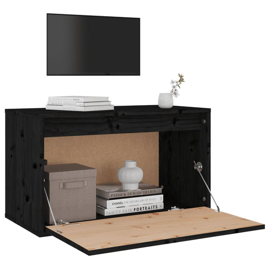 Wandkast 60x30x35 cm massief grenenhout zwart MeubelReus