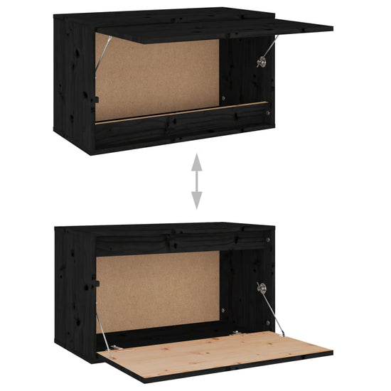 Wandkast 60x30x35 cm massief grenenhout zwart MeubelReus