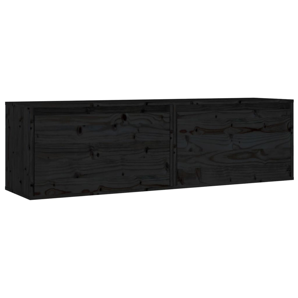 Wandkasten 2 st 60x30x35 cm massief grenenhout zwart MeubelReus