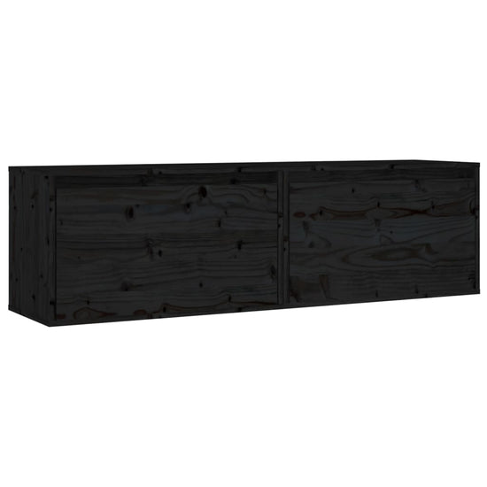 Wandkasten 2 st 60x30x35 cm massief grenenhout zwart MeubelReus