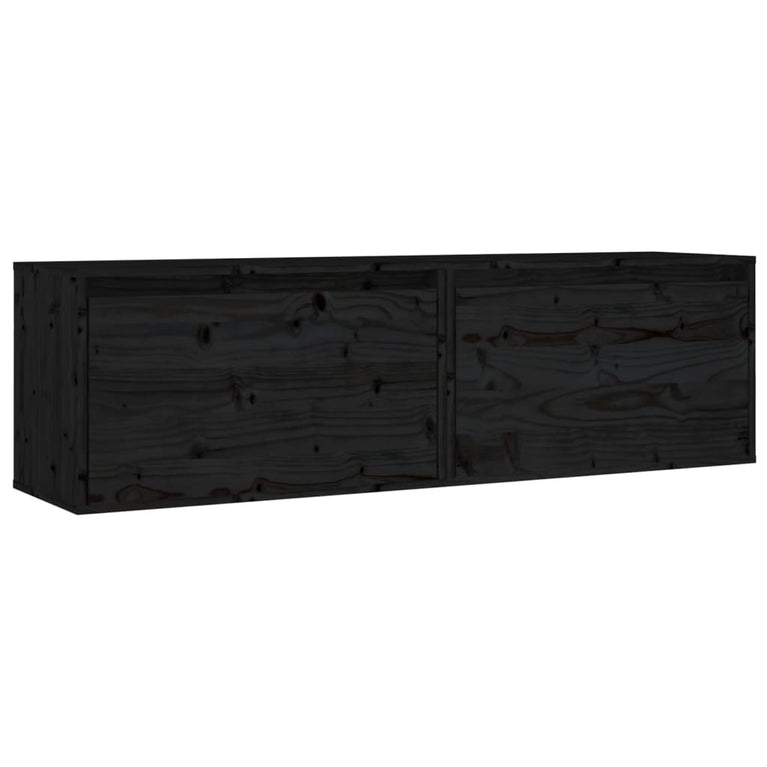 Wandkasten 2 st 60x30x35 cm massief grenenhout zwart MeubelReus