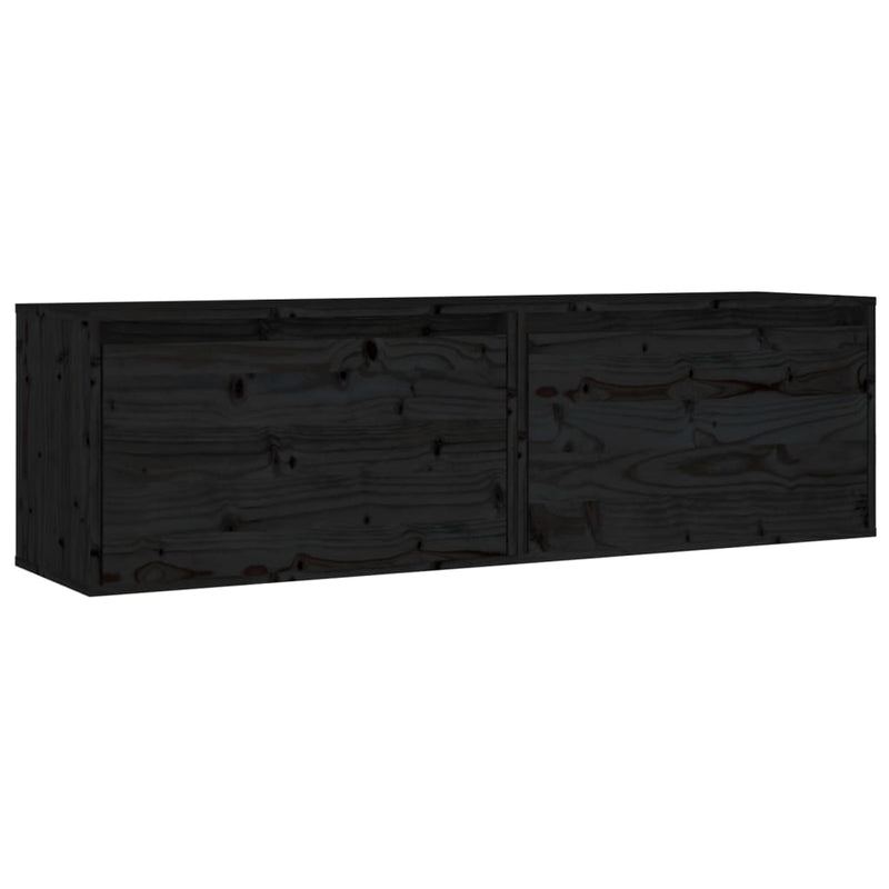 Wandkasten 2 st 60x30x35 cm massief grenenhout zwart MeubelReus