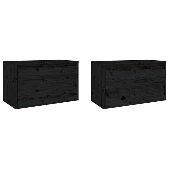 Wandkasten 2 st 60x30x35 cm massief grenenhout zwart MeubelReus