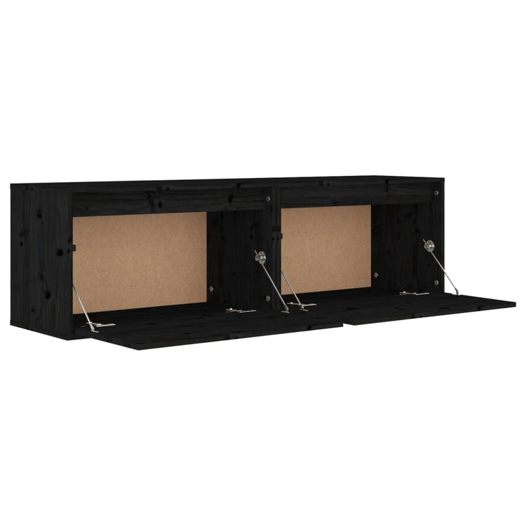 Wandkasten 2 st 60x30x35 cm massief grenenhout zwart MeubelReus