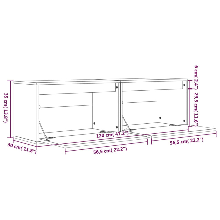 Wandkasten 2 st 60x30x35 cm massief grenenhout zwart MeubelReus