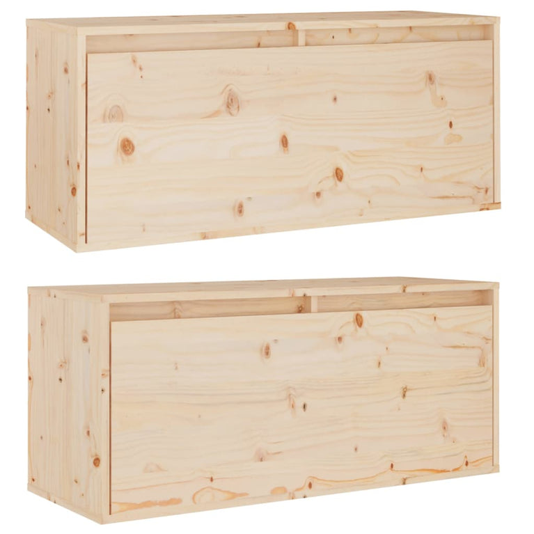 Wandkasten 2 st 80x30x35 cm massief grenenhout MeubelReus