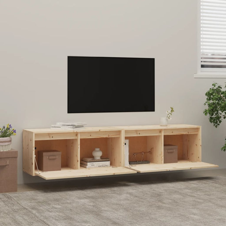 Wandkasten 2 st 80x30x35 cm massief grenenhout MeubelReus