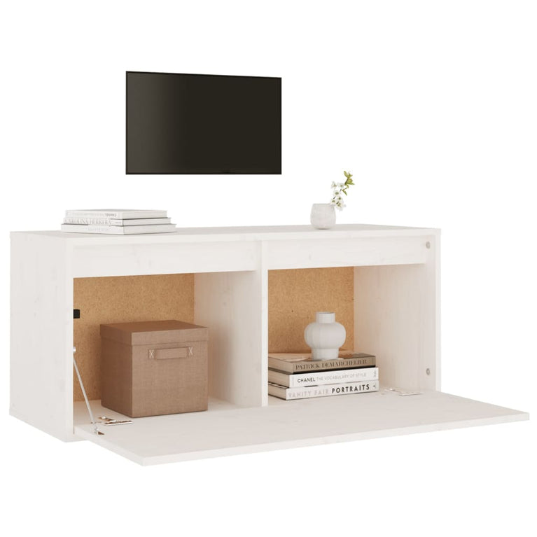 Wandkast 80x30x35 cm massief grenenhout wit MeubelReus