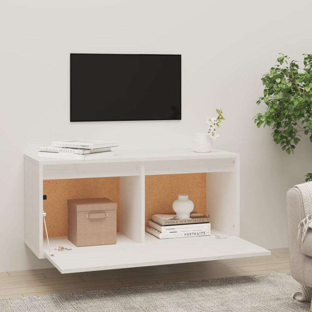 Wandkast 80x30x35 cm massief grenenhout wit MeubelReus