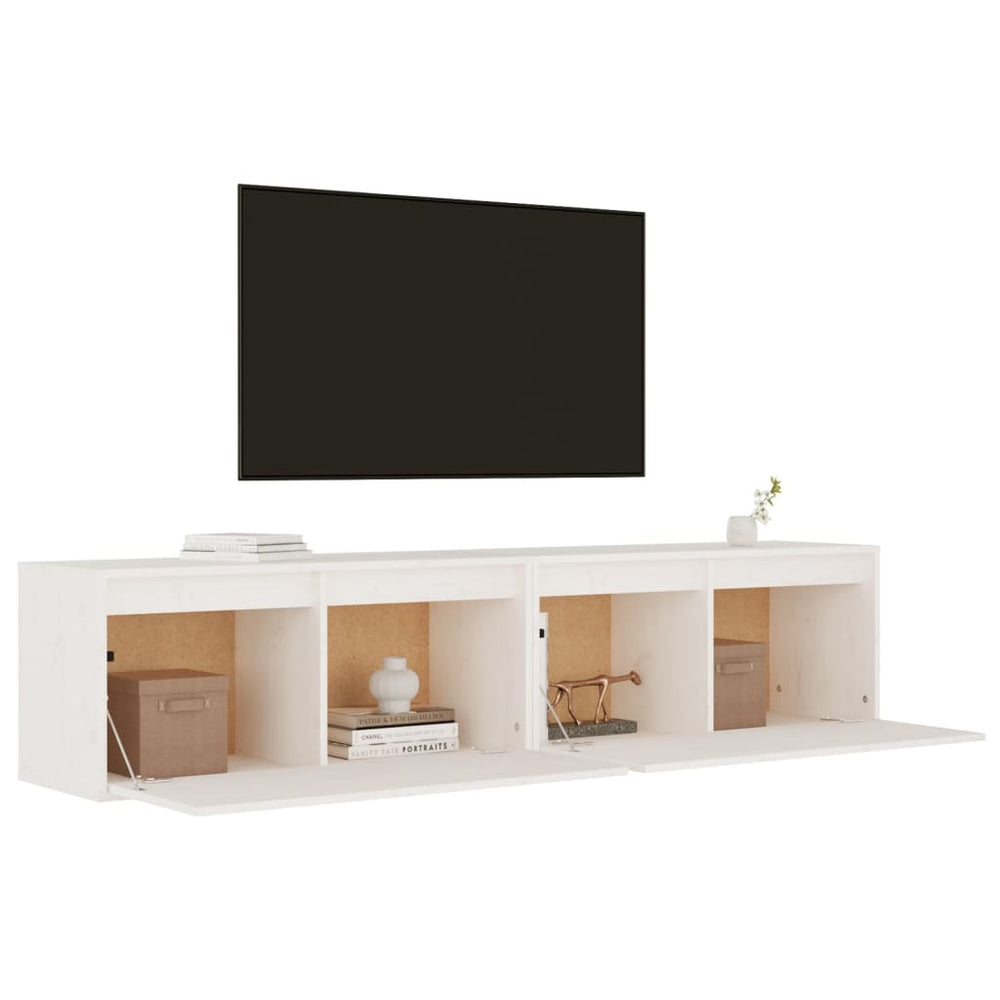 Wandkasten 2 st 80x30x35 cm massief grenenhout wit MeubelReus