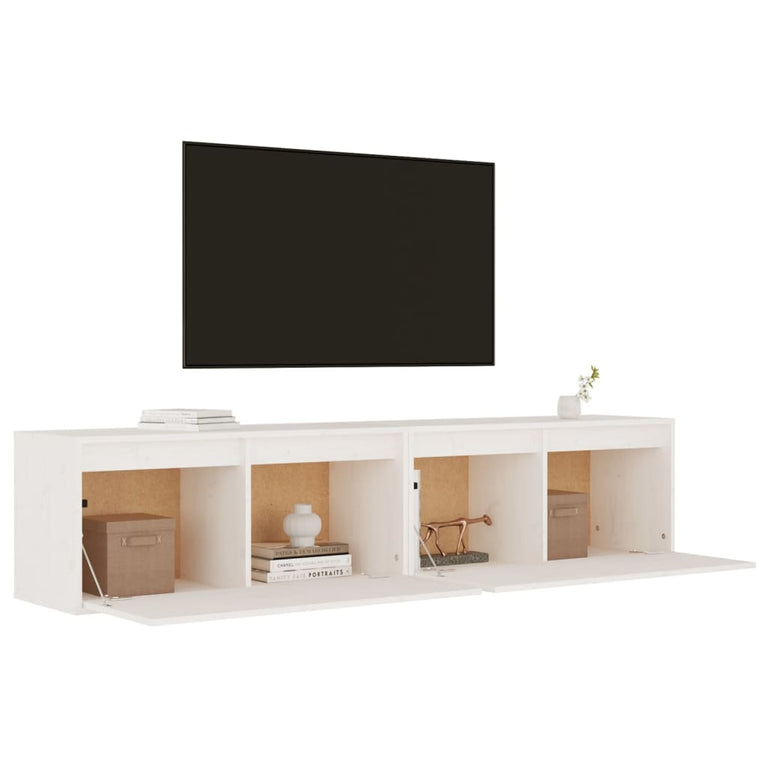 Wandkasten 2 st 80x30x35 cm massief grenenhout wit MeubelReus