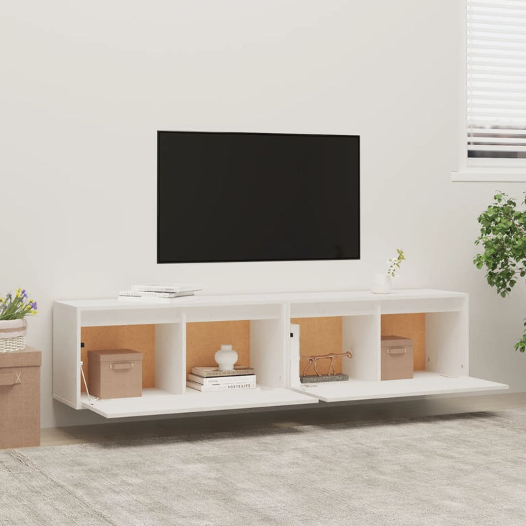 Wandkasten 2 st 80x30x35 cm massief grenenhout wit MeubelReus