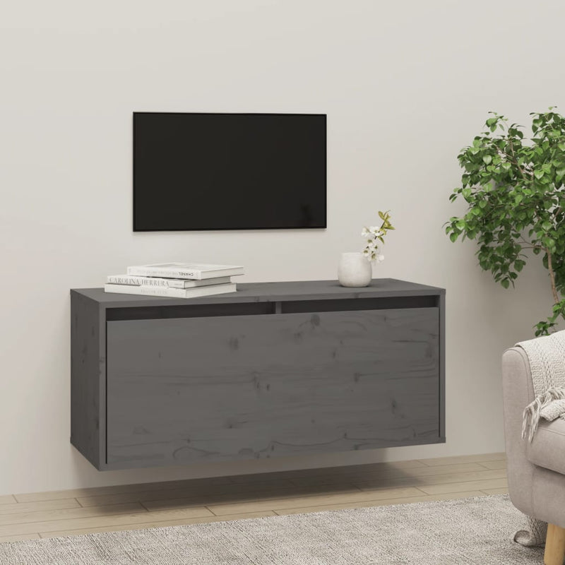 Wandkast 80x30x35 cm massief grenenhout grijs MeubelReus