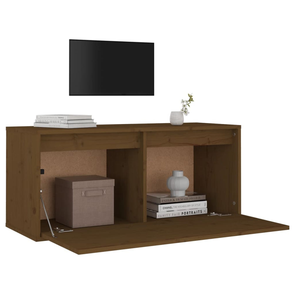 Wandkast 80x30x35 cm massief grenenhout honingbruin MeubelReus