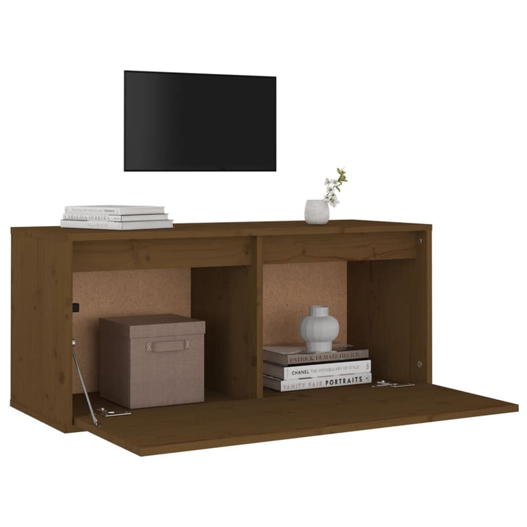 Wandkast 80x30x35 cm massief grenenhout honingbruin MeubelReus