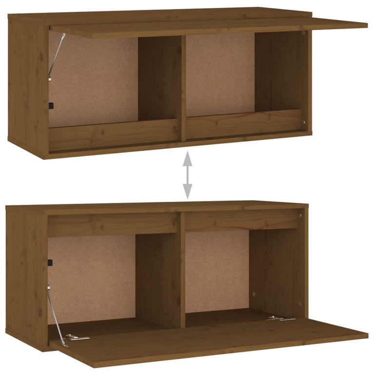 Wandkast 80x30x35 cm massief grenenhout honingbruin MeubelReus