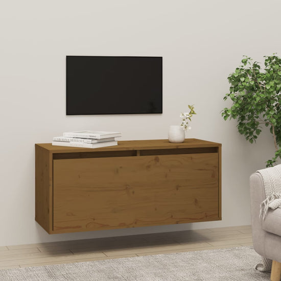 Wandkast 80x30x35 cm massief grenenhout honingbruin MeubelReus