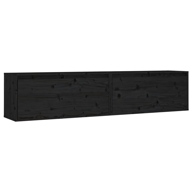 Wandkasten 2 st 80x30x35 cm massief grenenhout zwart MeubelReus
