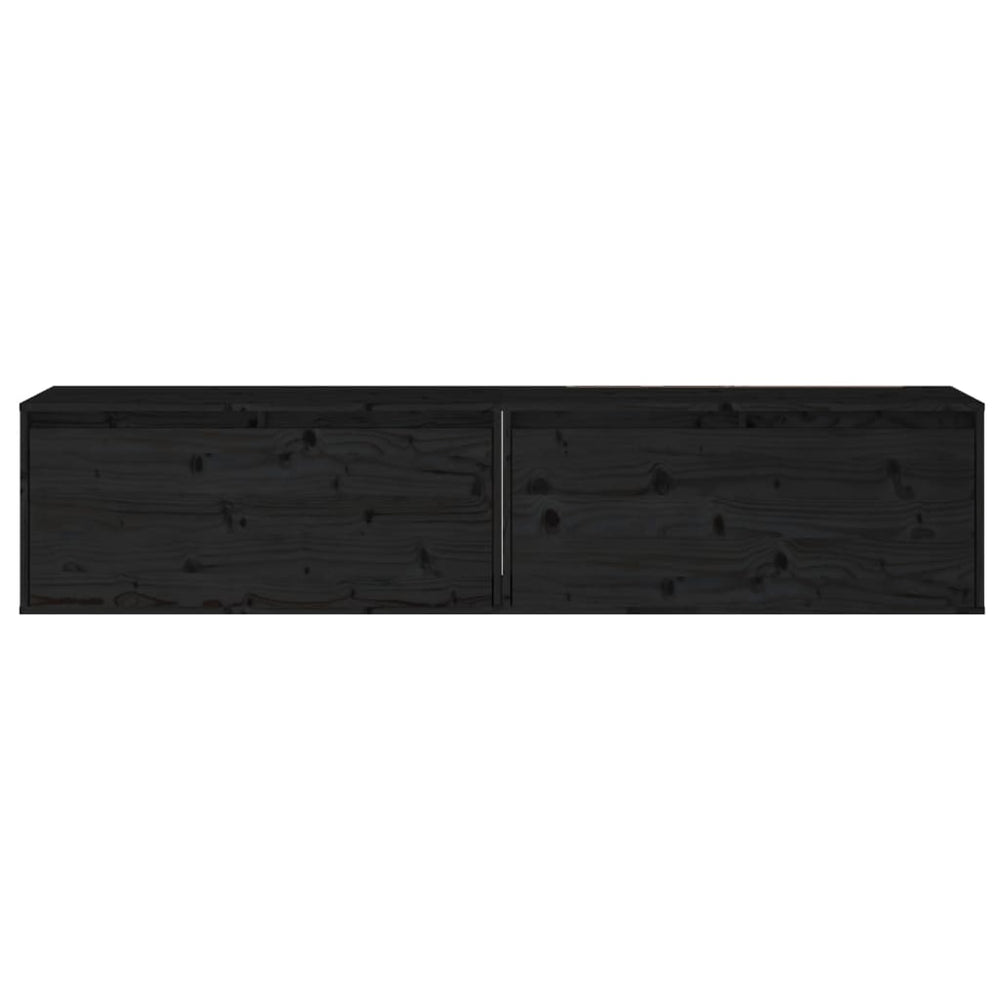 Wandkasten 2 st 80x30x35 cm massief grenenhout zwart MeubelReus