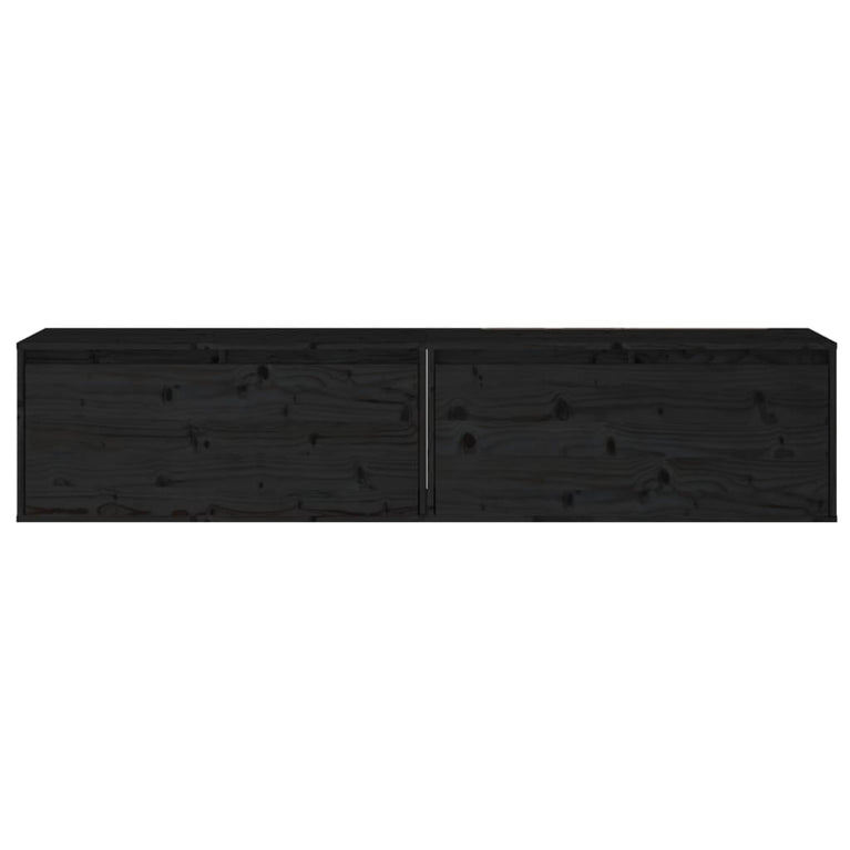 Wandkasten 2 st 80x30x35 cm massief grenenhout zwart MeubelReus