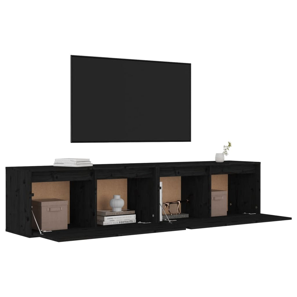 Wandkasten 2 st 80x30x35 cm massief grenenhout zwart MeubelReus