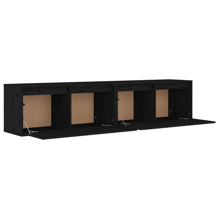 Wandkasten 2 st 80x30x35 cm massief grenenhout zwart MeubelReus