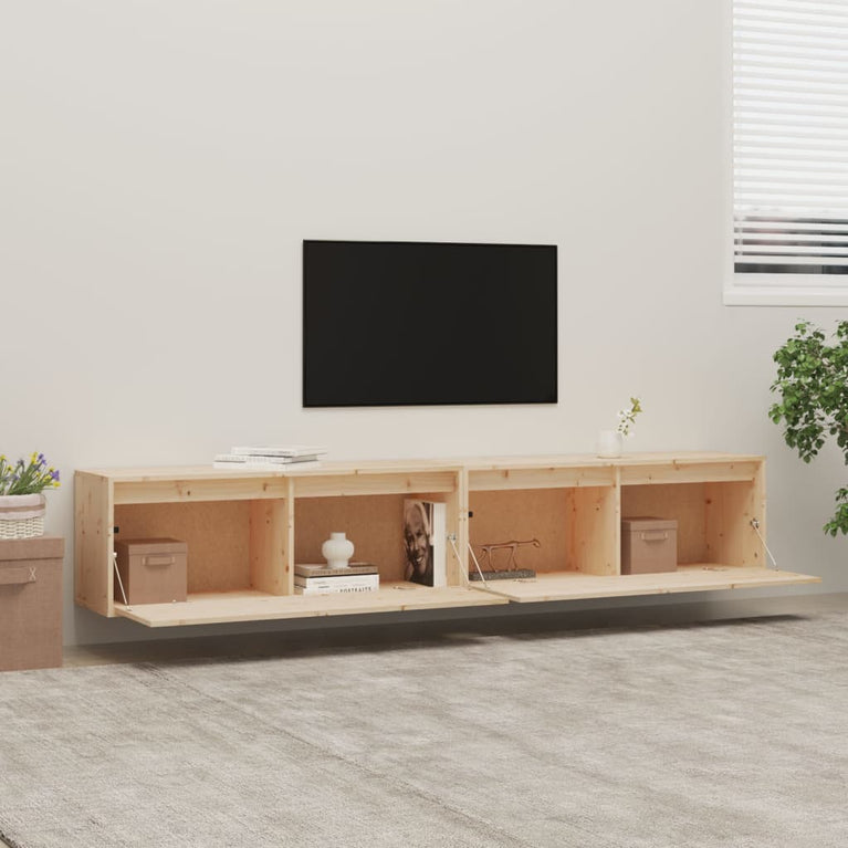 Wandkasten 2 st 100x30x35 cm massief grenenhout MeubelReus
