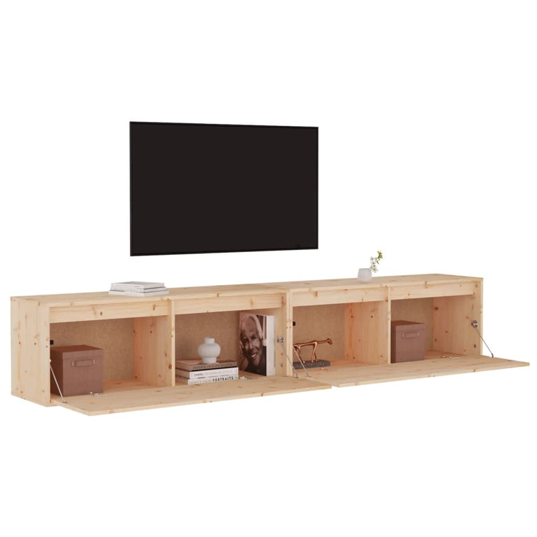 Wandkasten 2 st 100x30x35 cm massief grenenhout MeubelReus