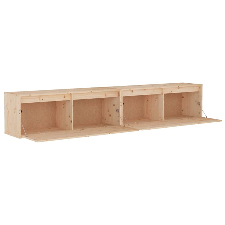 Wandkasten 2 st 100x30x35 cm massief grenenhout MeubelReus