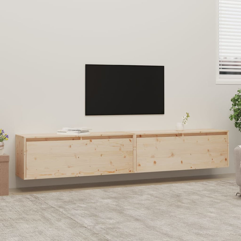 Wandkasten 2 st 100x30x35 cm massief grenenhout MeubelReus