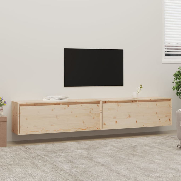 Wandkasten 2 st 100x30x35 cm massief grenenhout MeubelReus