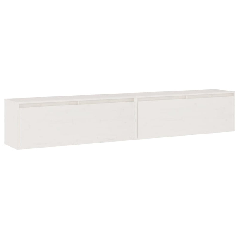 Wandkasten 2 st 100x30x35 cm massief grenenhout wit MeubelReus