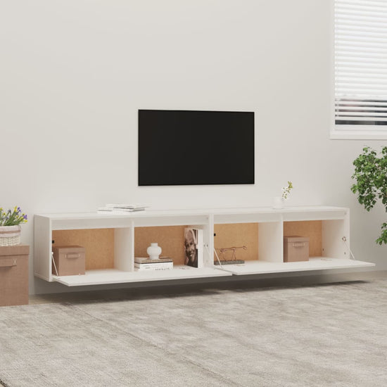 Wandkasten 2 st 100x30x35 cm massief grenenhout wit MeubelReus