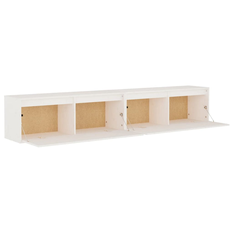 Wandkasten 2 st 100x30x35 cm massief grenenhout wit MeubelReus