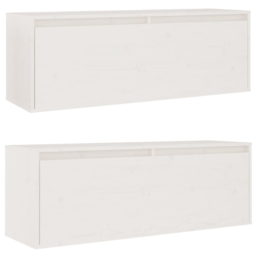 Wandkasten 2 st 100x30x35 cm massief grenenhout wit MeubelReus