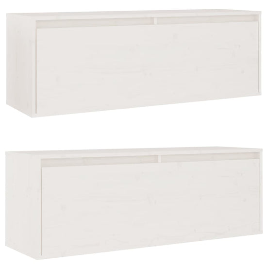 Wandkasten 2 st 100x30x35 cm massief grenenhout wit MeubelReus