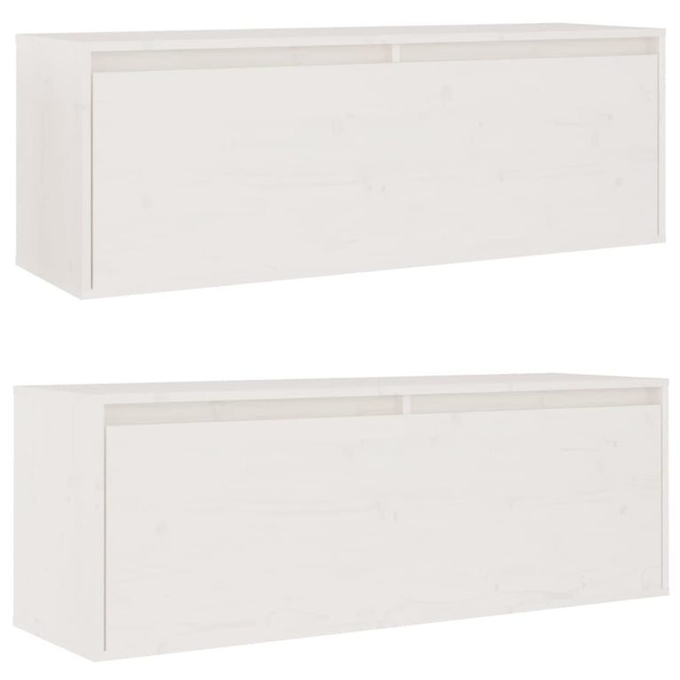Wandkasten 2 st 100x30x35 cm massief grenenhout wit MeubelReus