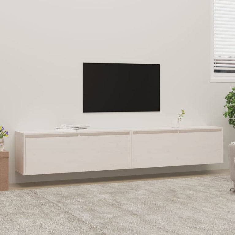 Wandkasten 2 st 100x30x35 cm massief grenenhout wit MeubelReus