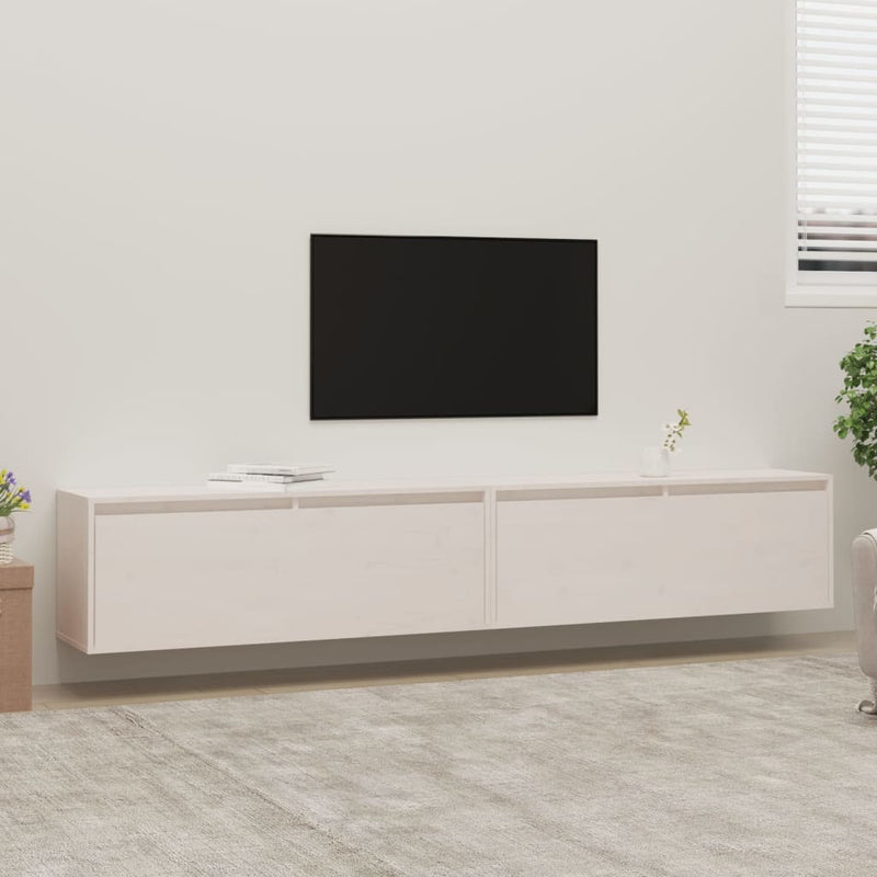 Wandkasten 2 st 100x30x35 cm massief grenenhout wit MeubelReus
