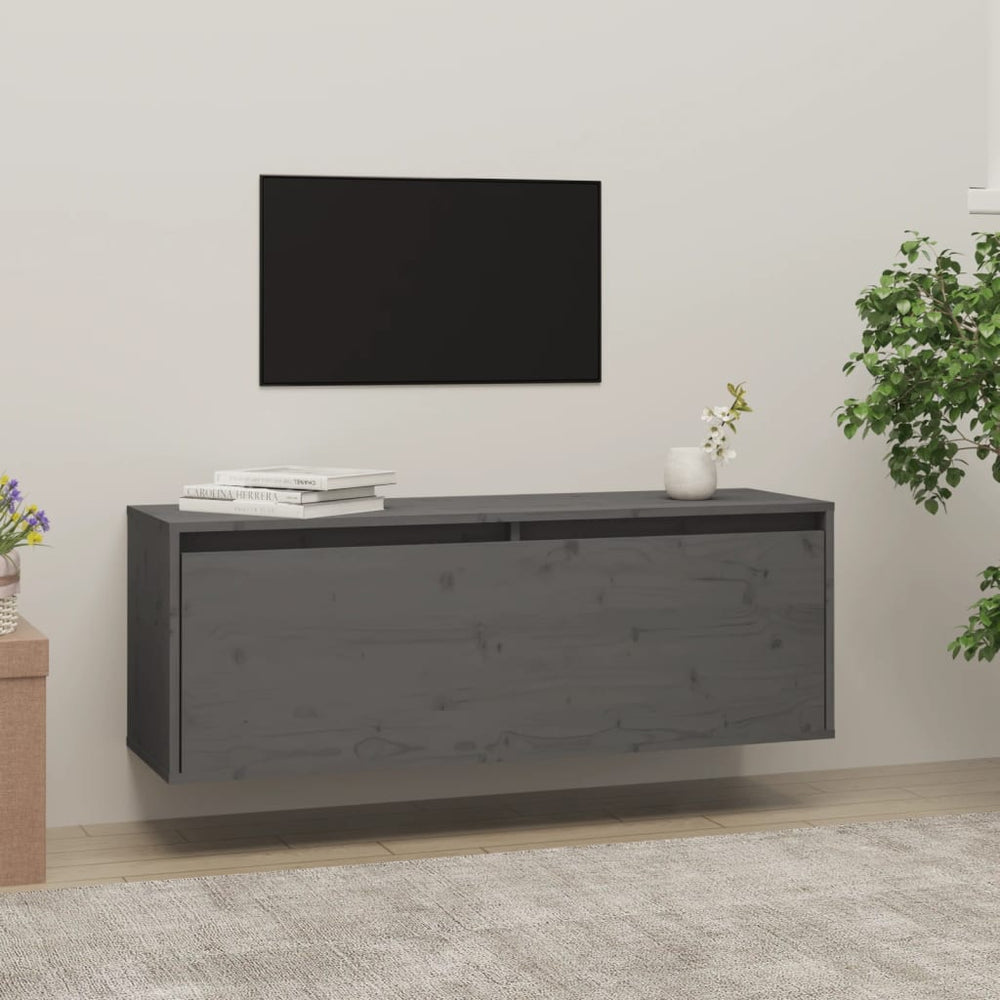 Wandkast 100x30x35 cm massief grenenhout grijs MeubelReus