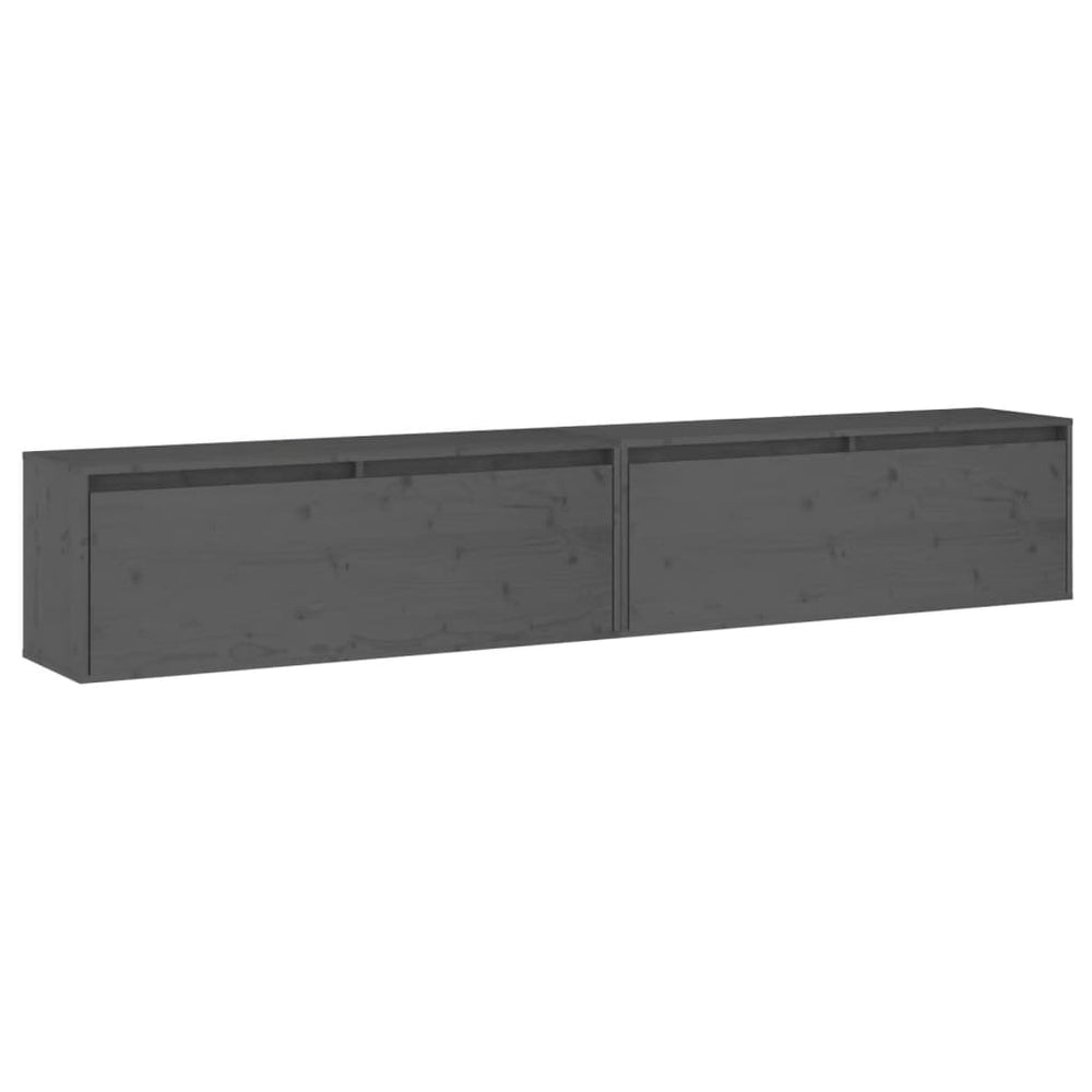 Wandkasten 2 st 100x30x35 cm massief grenenhout grijs MeubelReus