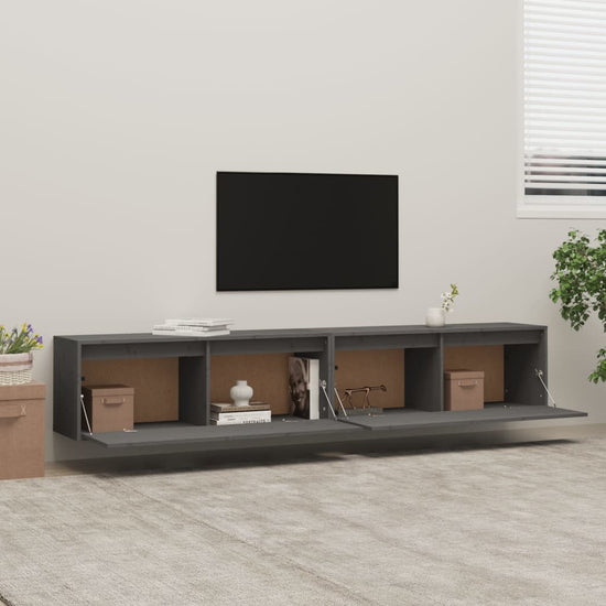 Wandkasten 2 st 100x30x35 cm massief grenenhout grijs MeubelReus