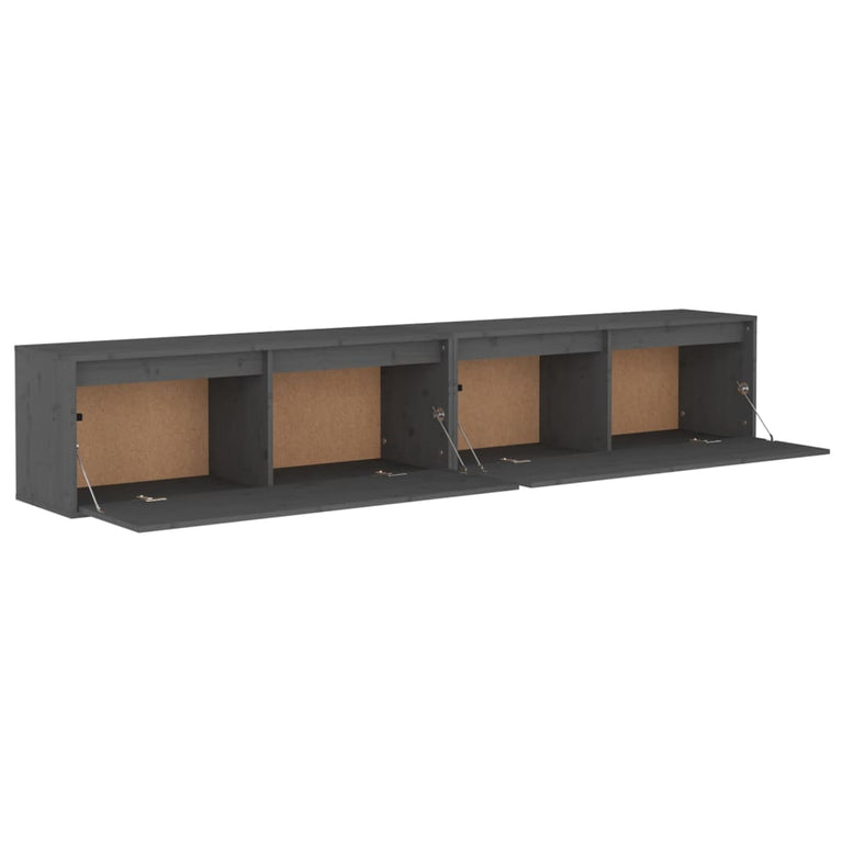 Wandkasten 2 st 100x30x35 cm massief grenenhout grijs MeubelReus