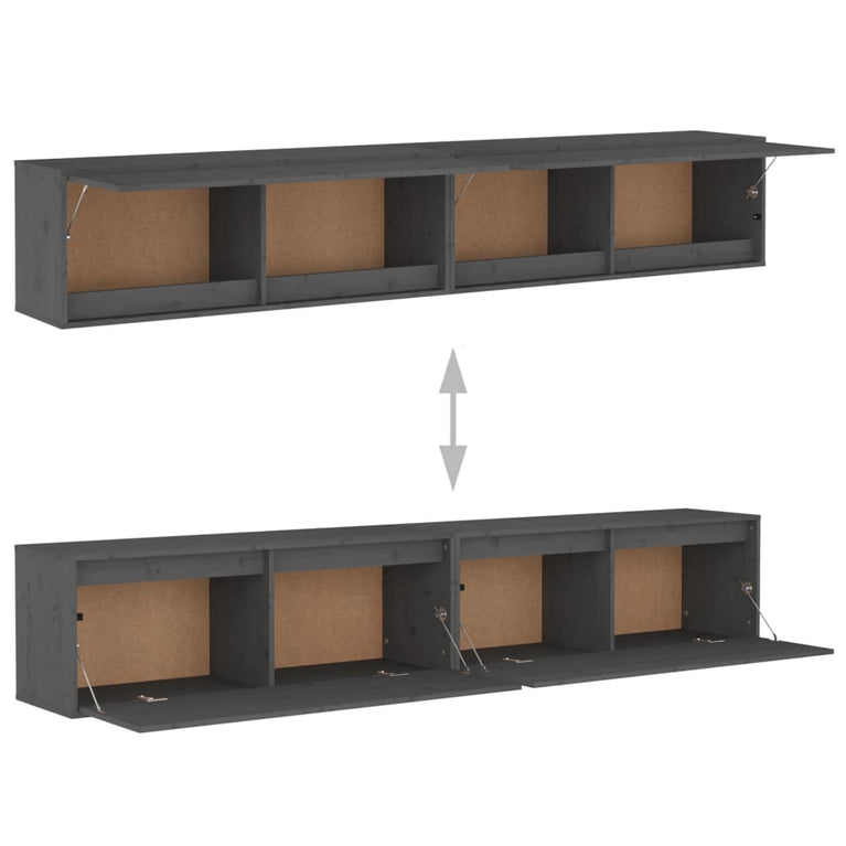 Wandkasten 2 st 100x30x35 cm massief grenenhout grijs MeubelReus